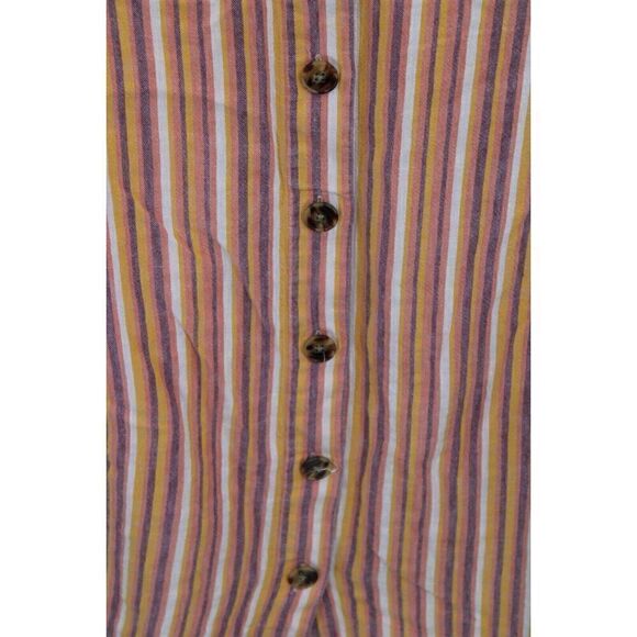 Madewell Button Back Easy Dress In Rainbow Stripe XL Linen Blend - Picture 9 of 11